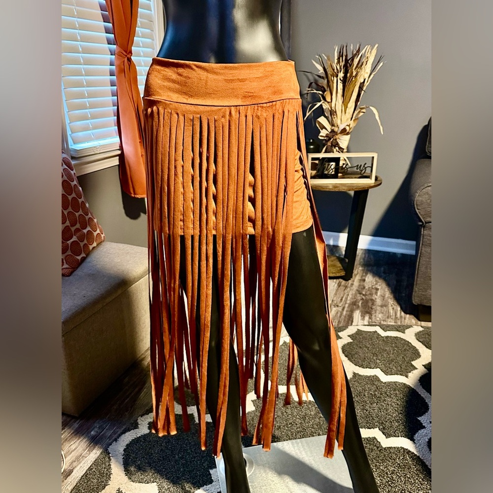 Tan Mini Skirt with Cut Out Details for Casual Wear